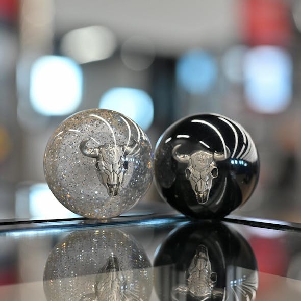 Cow Skull Shift Knob Black, Clear Glitter