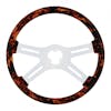 18" Flame Wood 4-Spoke Steering Wheel With Chrome Spokes