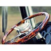 18" Flame Wood 4-Spoke Steering Wheel With Chrome Spokes In Truck