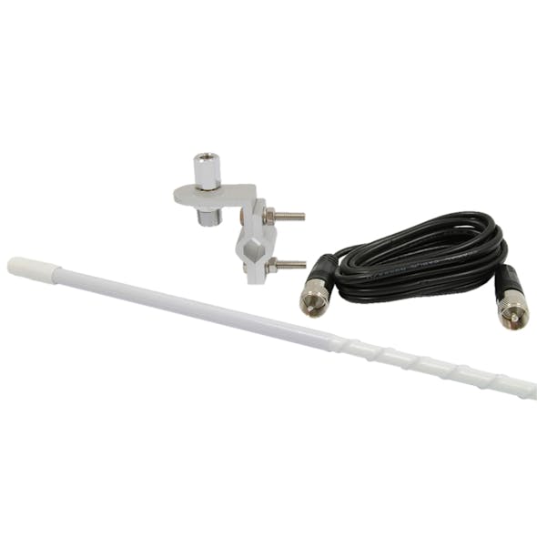 RoadPro 3' Standard Series White Mirror Mount Fiberglass CB Antenna Kit