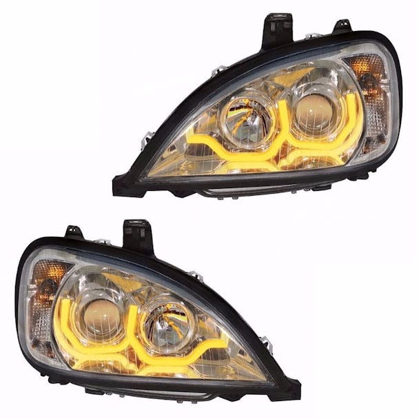 Freightliner Columbia Chrome Projection Headlight w/ Dual Function LED Bar - Both Side