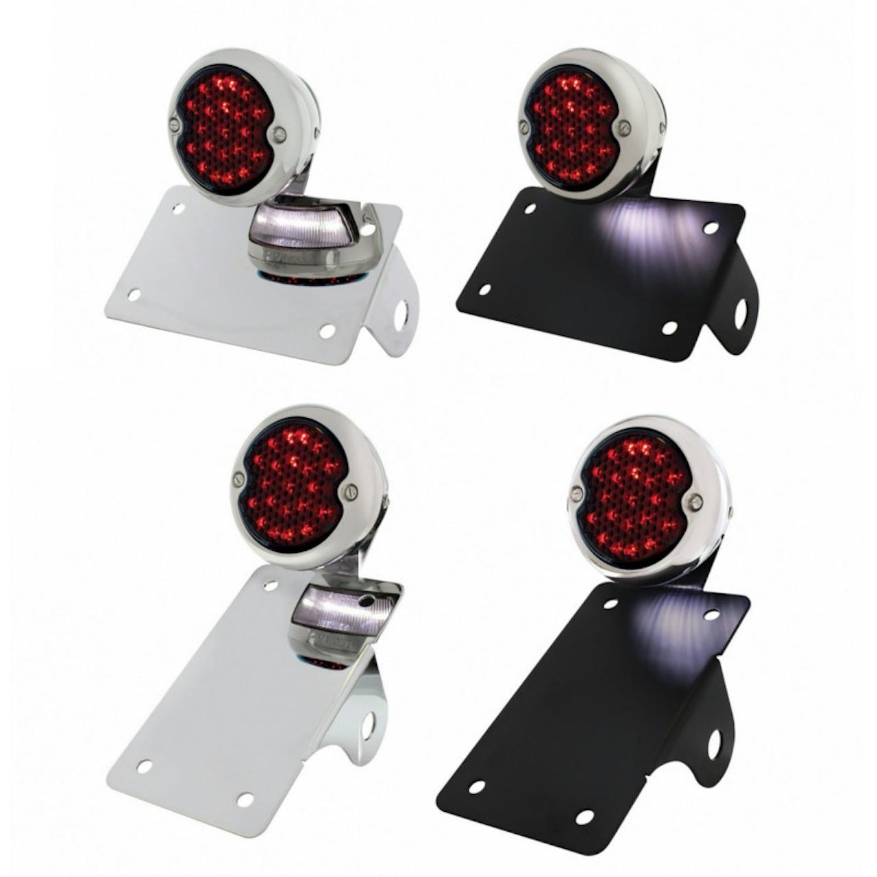 Motorcycle License Plate Bracket With 1933 Ford Style LED Tail