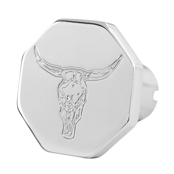Engraved Bull Skull Tractor Trailer Air Brake Knob Octagonal