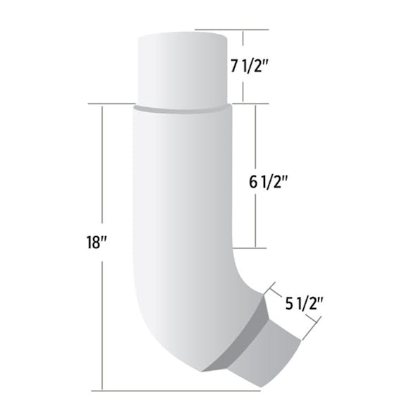 Peterbilt 379 7" - 5" Reduced O.D. 55 Degree Chrome Elbow - Dimensions