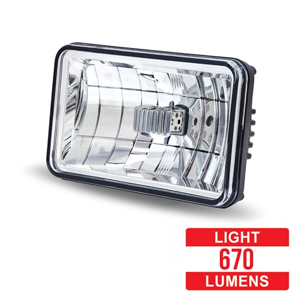 6" x 4" LED Rectangular Headlight High Or Low Beam - Lumens