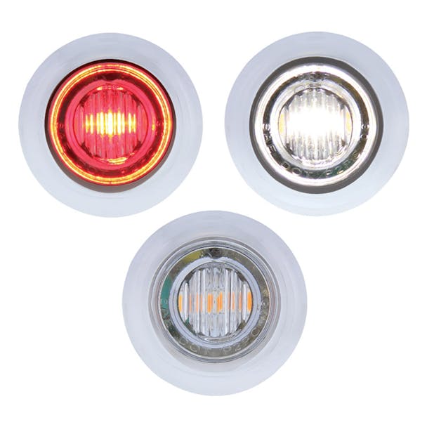 3 LED Red & White Dual Color Mini Clearance Marker Light With Bezel