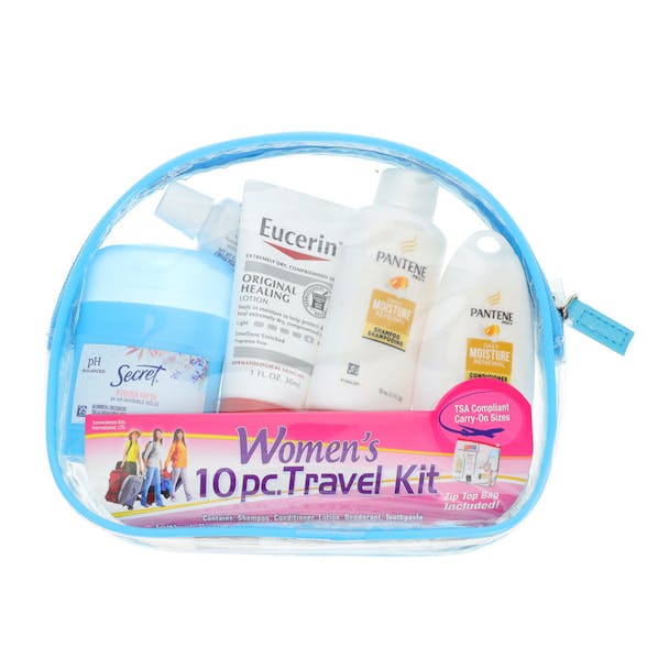 Women's 10 Piece Travel Kit With Zippered Bag - Default