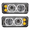 LED Projector Headlight Assembly With Chrome Finish Turn Signal On