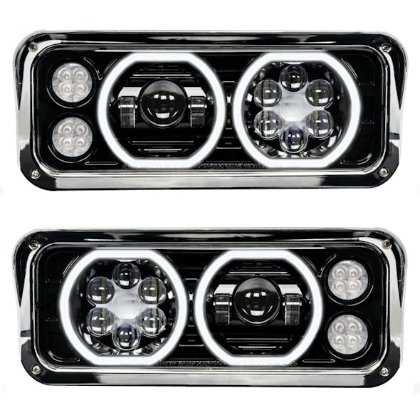 Peterbilt 379 LED Projector Headlight Assembly With Black Finish