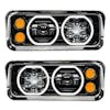 Freightliner Classic LED Projector Headlight Assembly With Black Finish Turn Signal On