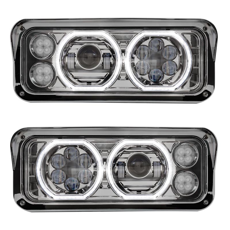 Western Star 4900 Chrome Projector Headlight Assembly With Halo LED