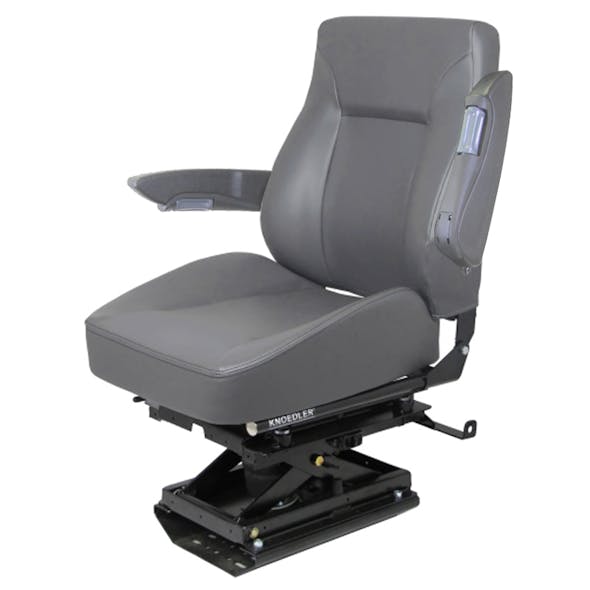 Prime TC200 Series Air Ride Suspension Genuine Black Leather & Grey Cloth  Truck Seat With Arm Rests