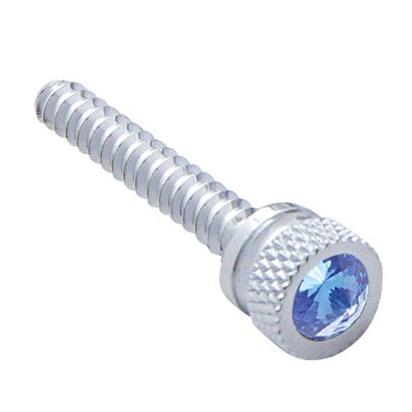 Freightliner Long Chrome Dash Screws With Colored Diamond - Blue