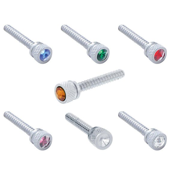 Freightliner Long Chrome Dash Screws With Colored Diamond - All Color Options