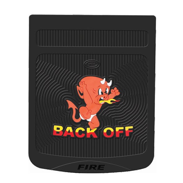 24" x 30" Devil Back Off Mud Flaps With Black Background -Red