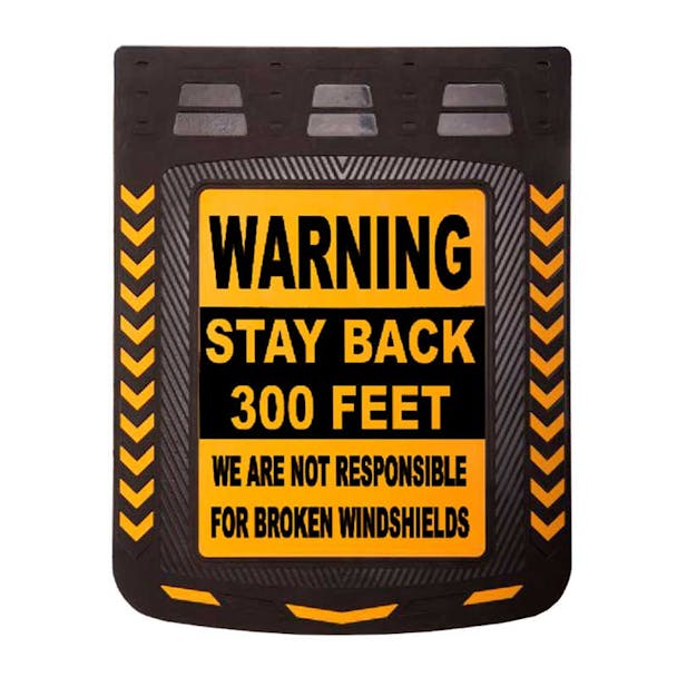 24" x 30" Caution Warning Stay Back Mud Flaps With Black Background