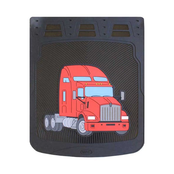 24" Kenworth T800 Rubber Mud Flaps With Black Background Red