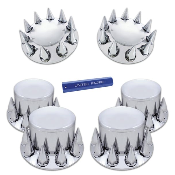 Complete Chrome Axle Cover Kit with Spiked Lug Nut Covers