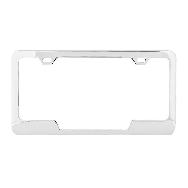Universal 2 Hole License Plate Frame With Center Cut By Grand General Chrome
