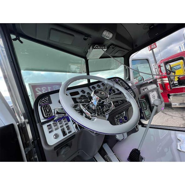 16" Classic White Wood 4 Chrome Spoke Steering Wheel Installed