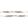 Kenworth W900 Stainless Steel Cab Panels With P1 Style Amber LEDs (Amber Lens)