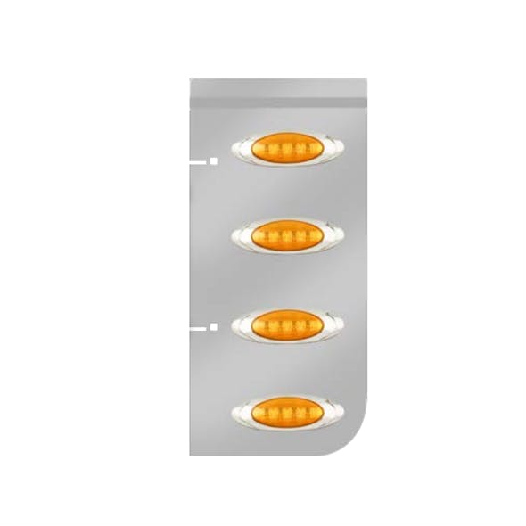 Kenworth Stainless Steel Hood Extension Panels With P1 Style Amber LED