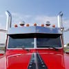 Peterbilt 389 Pride And Class Stainless 14" Drop Visor No Drilling Required Front View On Flat Top