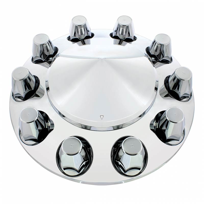 Chrome Front Axle Wheel Cover With Removable Pointed Hubcap & Lug