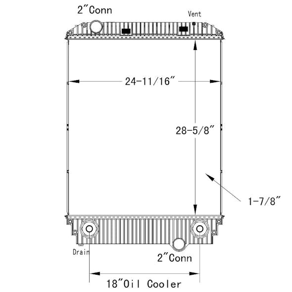 Freightliner FL50 FL60 FL70 FL80 OSC Radiator Technical Drawing