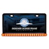 Black Universal License Plate Frame With 19 LED 12" Reflector Light Bar - Amber/Amber