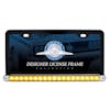 Black Universal License Plate Frame With 19 LED 12" Reflector Light Bar - Amber/Clear