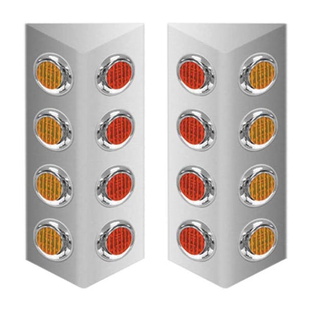 Mack Double Sided Fire Wall Air Cleaner Light Bar With 2" LEDs - Amber & Red