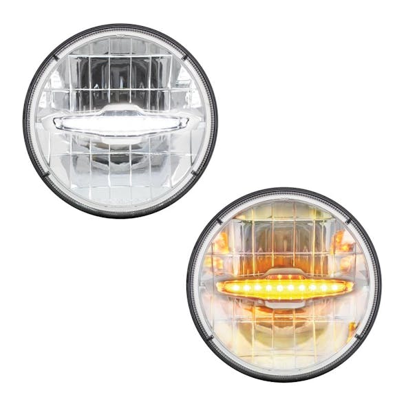 7” LED Headlight with 10 LED Daytime Running Light Bar - White