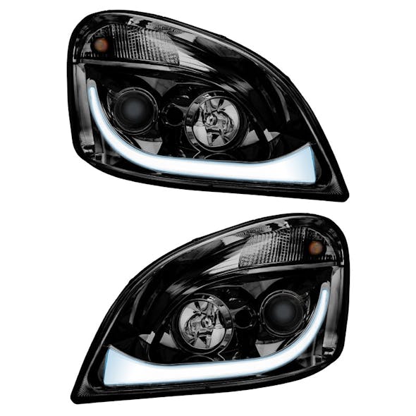 Freightliner Cascadia Headlights (Blackout Housing with Dual-Function LED Turn Signals)