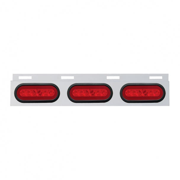 Stainless Top Mud Flap Light Bracket With 3 Oval LED "GLO" Lights - Red with Grommet Off