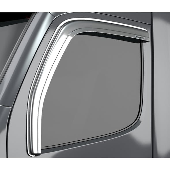 International LT Chrome Belmor Ventvisor Rain Guard Side View