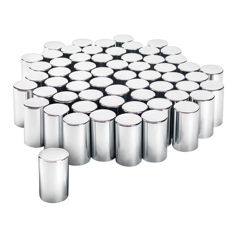 Chrome Plastic 33mm Cylinder Nut Cover 60 Pack - Raney's Truck Parts