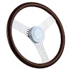 Highway Wheels 18" Steering Wheel With Chrome Moonshine Spokes With Dark Wood Finish - Smooth Horn Button