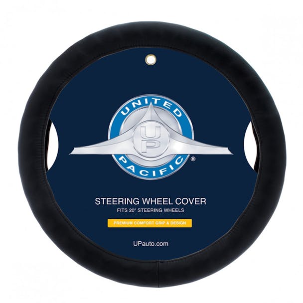 Universal 20" Black Leather Steering Wheel Cover