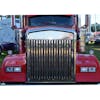 Kenworth W900L Red Replacement Grill Vertical Bars Extended Hood Front View