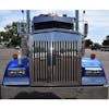 Kenworth W900L Replacement Grill Vertical Bars Extended Hood Front View