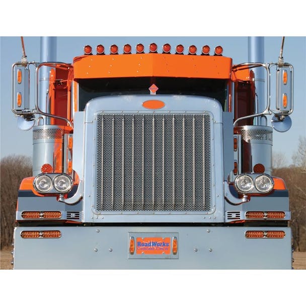 Peterbilt 379 Extended Hood Punched Grill Insert By Roadworks