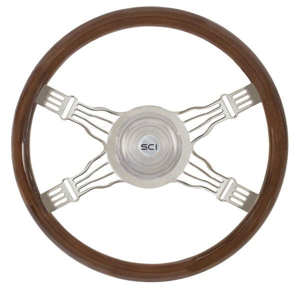 Voltage 4 18" Mahogany Steering Wheel 4 Chrome Wire Spoke