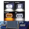 4" x 6" Full LED High & Low Beam Rectangular Headlight With Halo Ring - Beams