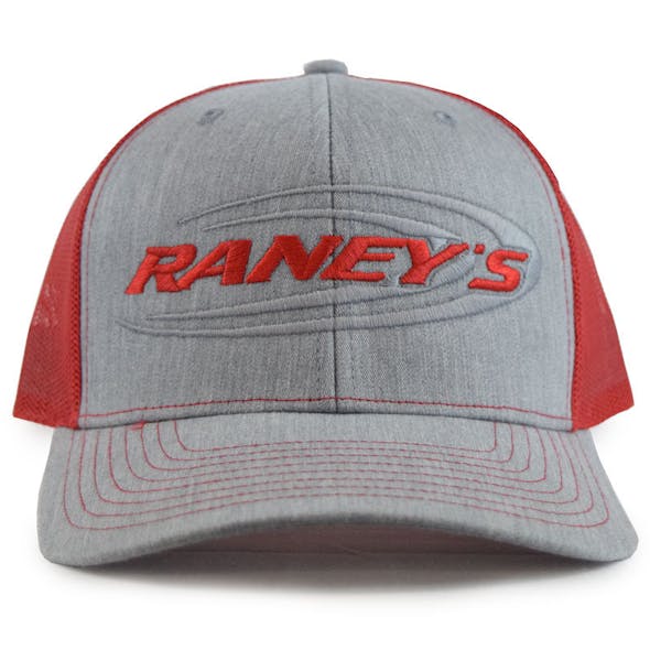 Raney's Heather Grey & Red Snapback Hat Front