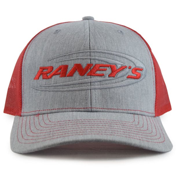 Raney's Heather Grey & Red Snapback Hat Front