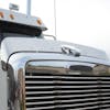 Stainless Steel Freightliner Coronado And SD Hoodshield Bug Deflector On Truck