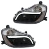 Kenworth T680 Blackout Aftermarket Projector Headlights with LED Bar - Set