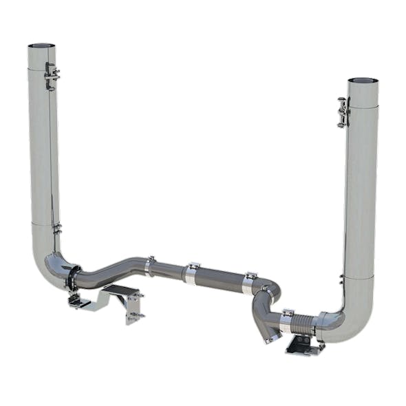 Peterbilt 579 2018 & Newer AK Lite 8" Dynaflex Chrome Exhaust Kit Side View