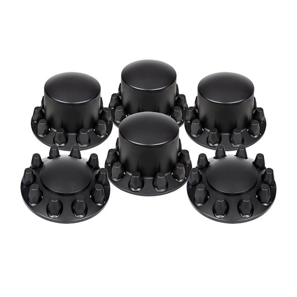 Complete Satin Black Spiked Axle Cover Kit with 33MM Thread On Lug Nut